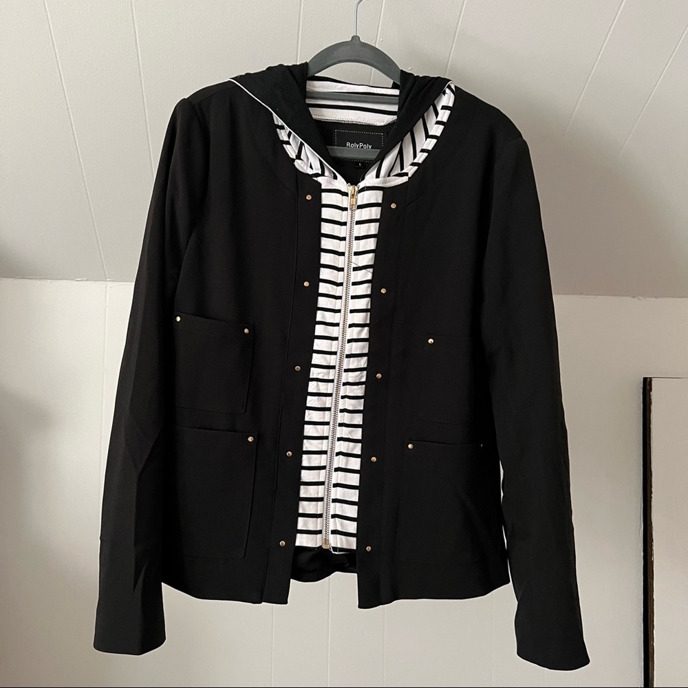 Roly Poly | Black Hooded Jacked with Faux Insert